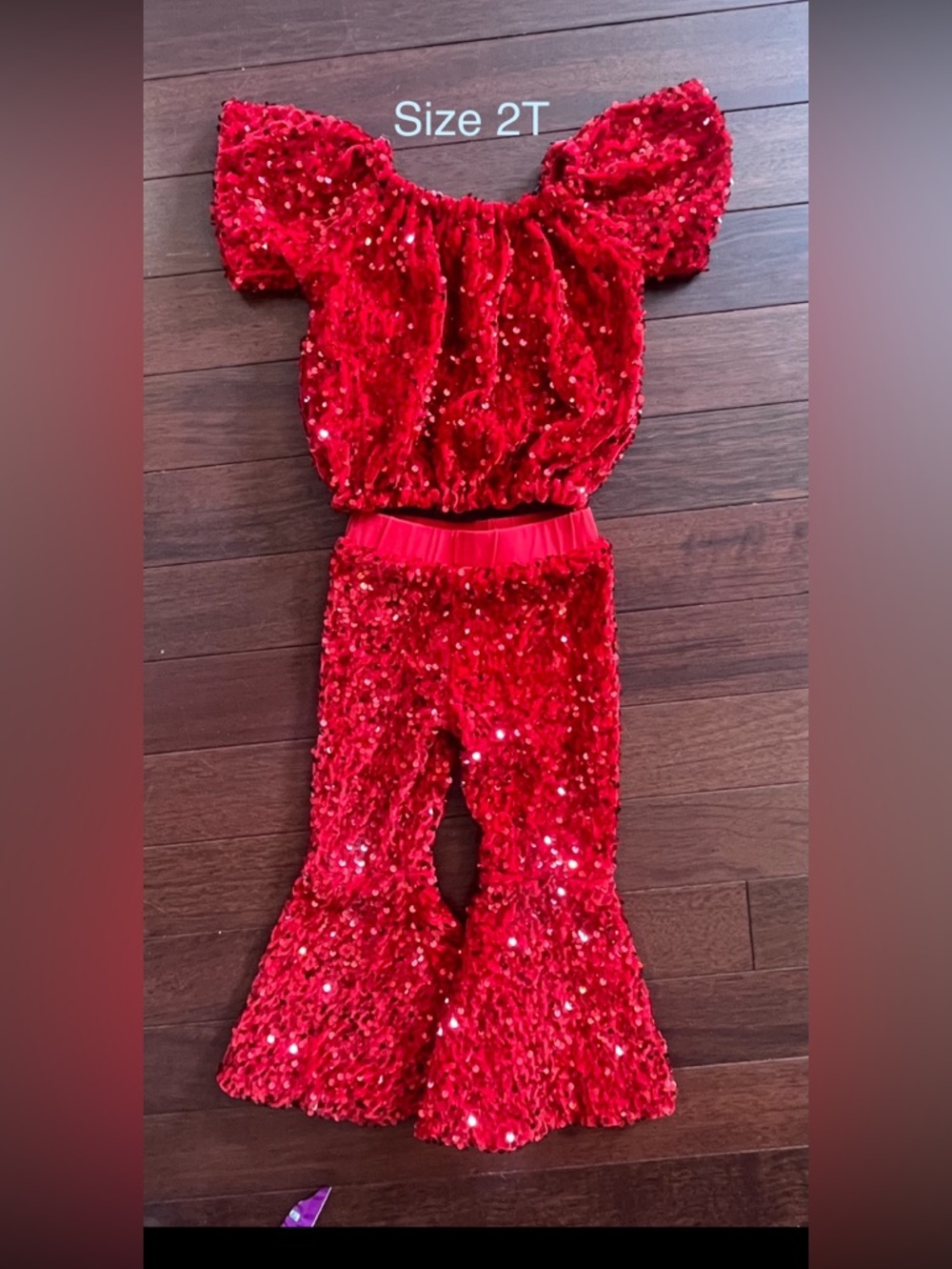 Red Sequin Kids Costume Two-Piece Outfit